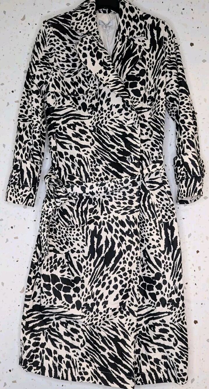 Sergio Hudson x Target Zebra Black White Animal Print Trench Coat NWT Size XS